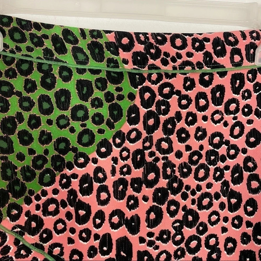 Derek Lam 10 Crosby Ruffle Leopard Print Skirt Pink Green Layered Size 6 Small - Picture 6 of 12
